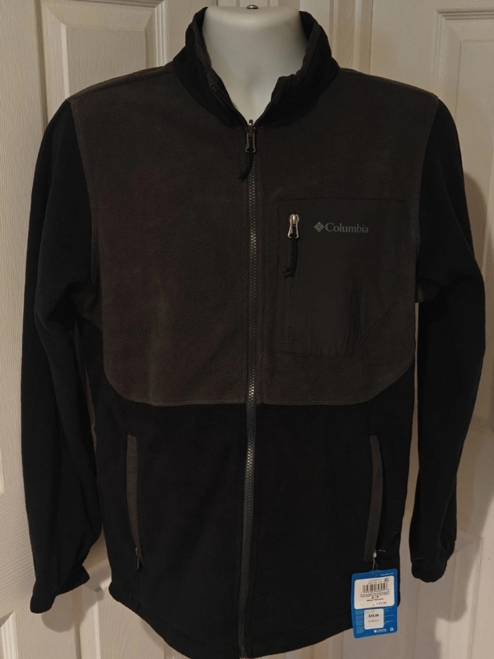 Columbia Mens Gray Black Interchange Omni Shield Full Zip Fleece Jacket Small